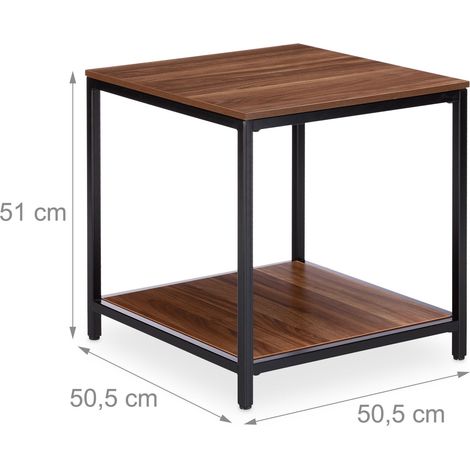 Mesa de centro auxiliar de madera con estructura de metal 50 cm negro 130002667