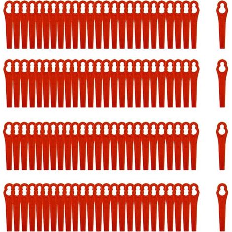 100 lames de coupe en plastique, lames de rechange en plastique, lames de coupe en plastique, tondeuses en plastique, accessoires de tondeuse de jardin (rouge)(8020mm) (1/5)