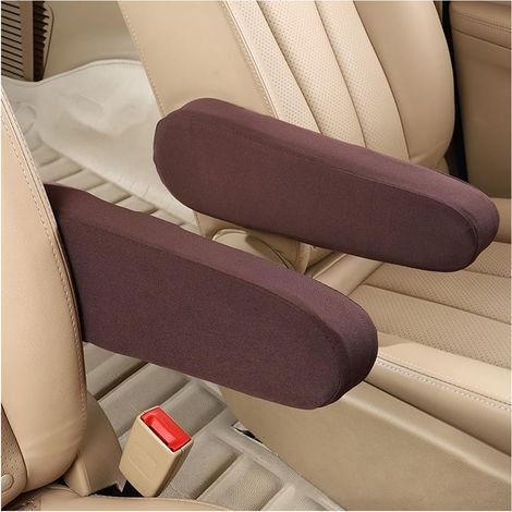 Fundas de tela para reposabrazos de asientos delanteros de coche, 2 piezas, protectores de consola central de repuesto directo, ajuste universal (Negro) (1/5)