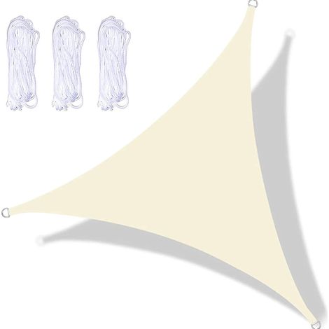 Voile D'Ombrage Triangulaire éTanche  3x3x3 m, Toile D'Ombrage Protection Solaire, Toile Ombrage RéSistant à l'eau Kit Accessoires de Fixation, pour Jardin Piscine Terrasse (1/4)