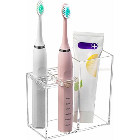 Zahnbürstenhalter fürs Badezimmer, Organizer für Make-up-Pinsel, 5 transparente Acrylfächer für kleine Räume (1/5)
