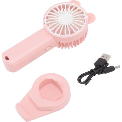 Ventilateur de Poche Puissant avec Vent Naturel, USB Rechargeable, 5 Pales, Base Amovible, Mini Ventilateur Portable pour Maison Bureau Voyage Rose (1/5)