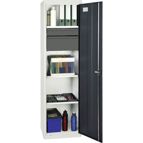 Stumpf Armoire à outils et matériaux Série 3000 gris clair / gris anthracite + 1 tiroir 100 mm + 1 tiroir 200 mm + 3 étagères coulissantes - 3005771