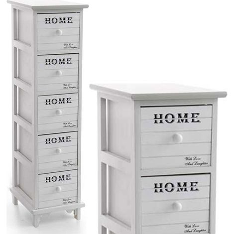Cassettiera multiuso stretta legno bianca home cm 26 x 32 x 98 h (1/3)