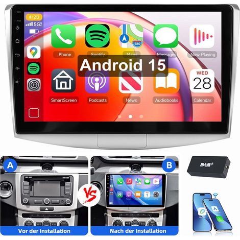 Pour VW Passat B7 2010-2015 10"Android 15 Autoradio Apple Carplay GPS WiFi RDS 1+32G DAB