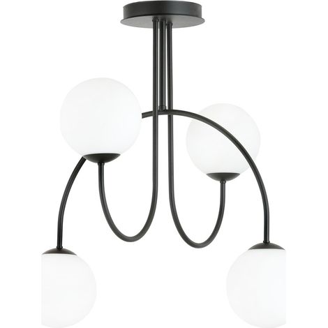 Suspension Emibig Archi 4 lumières noir verre opale (1/4)