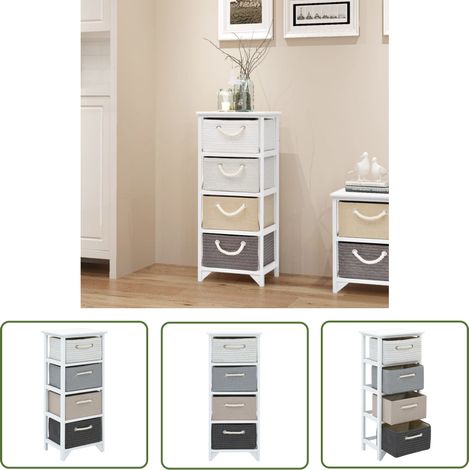 The Living Store Beistellschrank mit 4 Körben Holz - Beistellschrank - Holzmöbel - Kommode - Aufbewahrungsbox - Sideboard (1/5)