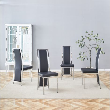 Set 4 sedie sala da pranzo in PU e metallo 109 cm OKMYHOME (1/5)