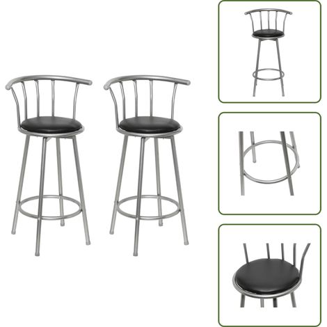 Tabourets de bar lot de 2 noir similicuir - Tabouret De Bar - Chaise De Bar - Tabourets De Comptoir - Meubles De Cuisine - Mobilier Moderne (1/5)