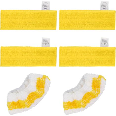 GreeSuit Lot de 6 Chiffons de Rechange en Microfibre Compatible avec Karcher Easyfix SC 1, SC 2, SC 3, SC 4, SC 5 Nettoyeurs Vapeur, 4 lingettes et 2 bonnette (1/5)
