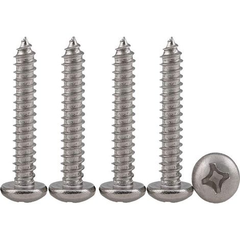 Vis Autotaraudeuses à Tête Bombée 100 Pièces M3 X 16 Vis En Inox Terrasse Vis à Bois Cruciformes En Acier Inoxydable 304 Filetage Complet Fixations (1/5)
