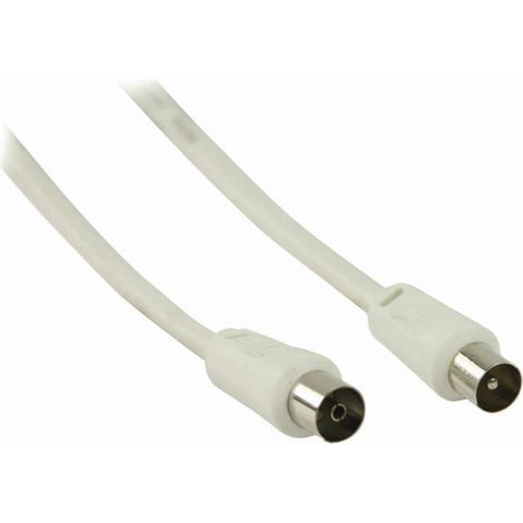 Cable coaxial iec coax male iec coax femelle nickele 90 db 75 ohm double blindage 200 m rond pvc blanc sachet en plastique (1/5)