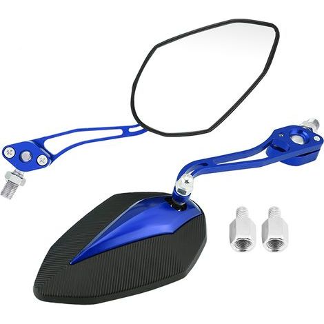 Rétroviseurs Moto Universels 8mm 10mm - Kit de 2 Miroirs Latéraux Arrière Bleus (1/5)