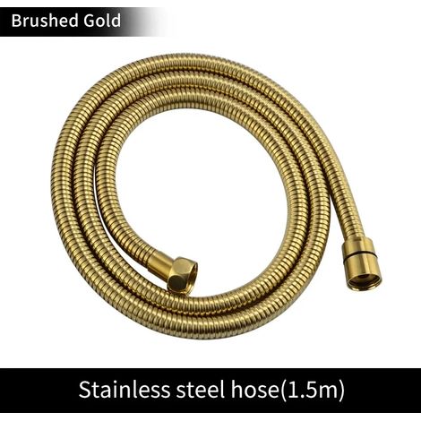 (BG Hose) Pommeau de douche à main en laiton brossé doré, douchette de bain noire mate, pommeau de douche effet pluie blanc, économiseur d'eau, chromé (1/4)