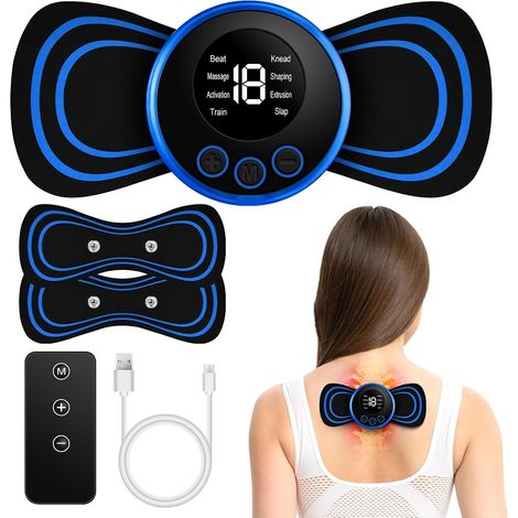 Électrique Masseur d'épaule Cervical, 8 Modes et 19 Forces Mini Masseur, 6pc EMS Portable Masseur Cervical avec Affichage Numérique et Télécommande, pour Cou,Dos,Jambe,Genou et Muscles (1/5)