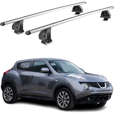OMAC Aluminium Dachträger Querträger für Nissan Juke I 2010-2019 – TÜV / DIN 75302:2019 – Abschließbar – T-Nut – Max. 75 kg – 2 Stangen – Silber (1/5)