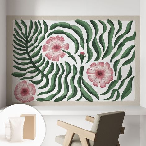 Papier peint intissé décoratif pour chambre et salon Design moderne à poser facilement - Colle incluse gratuite Fleurs et feuilles 104x70 cm (1/5)
