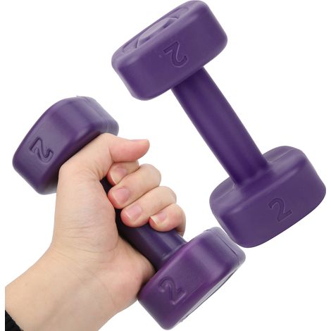 Lot de 2 haltères de 1,8 kg (4 lb) pour le fitness, la musculation, le yoga et la perte de poids (violet) (1/5)