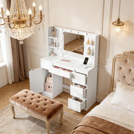 Table maquillage style moderne avec bureau et rangements pour table écriture pratique