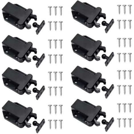 8 Pièces Loquets à Libération Tactile Loqueteau Pousse Lache Loquets de Porte Non Magnétiques pour Placard Meubles Porte Armoire Loquet Tactile Noir