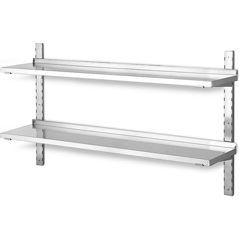BRB Étagère murale en acier inoxydable avec 2 étagères - 1200 x 355 mm - Charge maximale : 20 kg/sol (1/2)