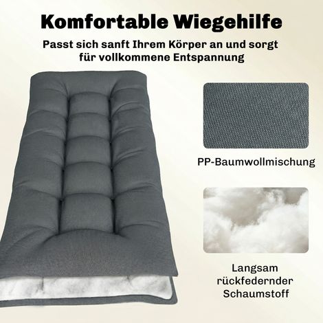 Coussin de palette amovible, coussin d'assise avec sangles de fixation, rembourrage pour la plupart des transats, 198x65x13cm, gris foncé (1/4)