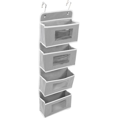 Türhänger-Wandorganizer mit Haken für Speisekammer, Kinderzimmer, Küche, Kleiderschrank, Studentenwohnheim, Grau, 4 Taschen (1/5)