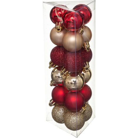 Set di 18 palline D.3cm oro rosso - Feeric lights & christmas