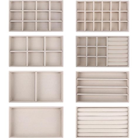 vassoi portagioie in velluto, cassetto organizer per gioielli da donna, organizer per riporre gioielli, scatole porta collane, espositori per orecchini e catene, beige, 2112,5 cm