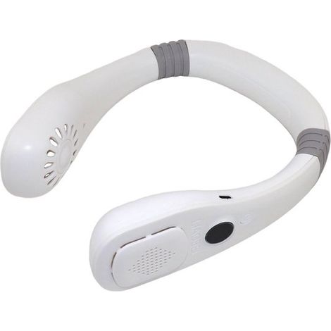 Ventilateur de cou rechargeable 5000 mAh avec écran LED, 3 vitesses, pliable, blanc