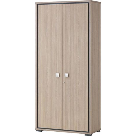 Armoire de bureau contemporaine H 212 cm chêne clair Margaux (1/4)