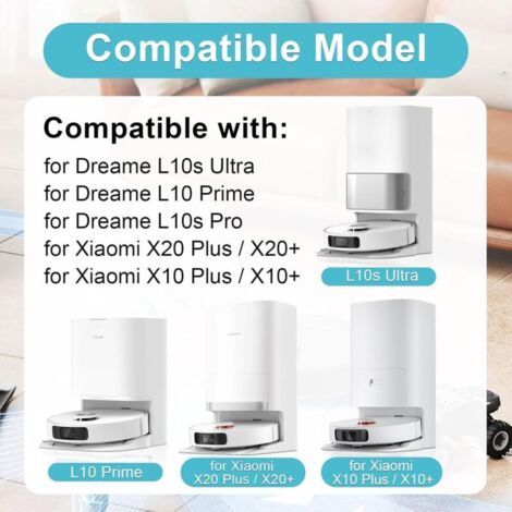 Kompatibel mit Dreame L10 Prime / L10s Ultra / Xiaomi X20 Plus / X10 Plus. Ersatzteile für Dreame L10s Pro: 2 Hauptbürsten, 8 Reinigungstücher, 4 Filter, 8 Seitenbürsten. (1/4)
