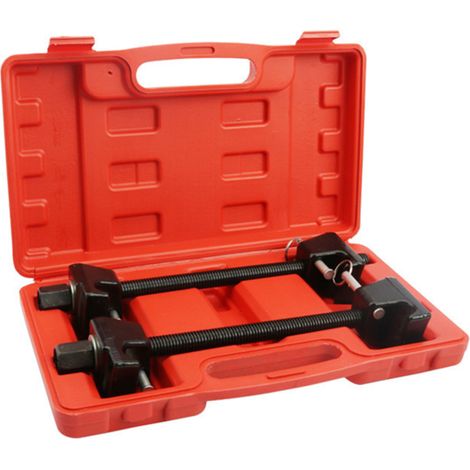 Ensemble de 2 compresseurs de ressorts hélicoïdaux avec boîte en plastique - Outil universel robuste pour la réparation des ressorts de suspension Macpherson (automobile) (1/5)