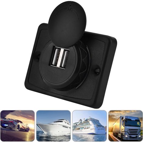 Chargeur voiture 12V 3.1A double port USB Noir ABS Prise allume-cigare avec LED étanche (1/5)