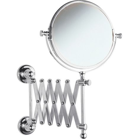 Milano Elizabeth Wall Mounted Bathroom Double Sided Extending Tilt Swivel Round Shaving Vanity Mirror - Chrome (1/5)