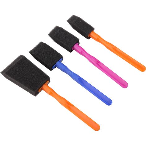 4 Pinceaux en mousse éponge durables et esthétiques avec manche en plastique de qualité pour jeunes artistes (1/5)