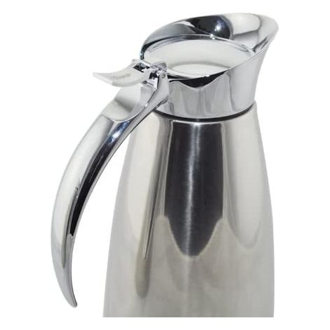 Emsa Thermo Eleganza Edelstahl-Thermoskanne, leichtes Öffnen zum einfachen Befüllen und Spülen, hält 12 h heiß und 24 h kalt, 1 l (1/4)