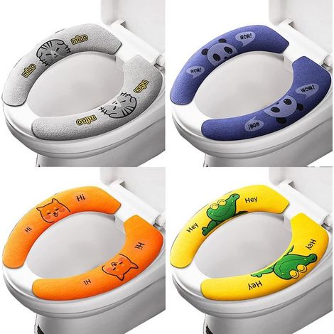 4 Paires Couverture de Siège de Toilette, Couvre Siège de Toilette, Housse de Siège de Toilette, Housse pour Abattant de WC (1/5)