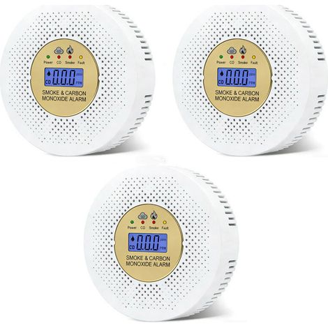 3 détecteurs de fumée et de monoxyde de carbone combinés (piles non incluses) pour installation portable (piles non incluses) (1/5)