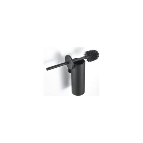 Cepillo de inodoro, cepillo de inodoro de acero inoxidable, cepillo de inodoro de pared, cepillo de inodoro con tapa, negro - Crezuo (1/4)