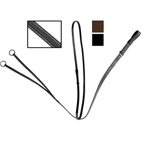 Pony, Nero: Martingala in cuoio a Collier da pony con fibbie inox e cuciture bianche