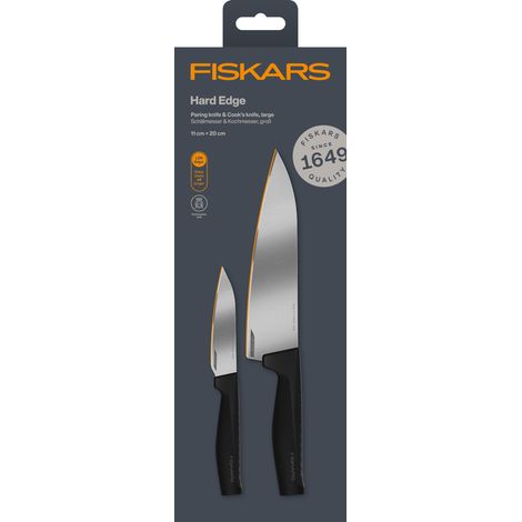 Fiskars - Hard Edge Knife Set - Chefs Knife 20 cm + Vegetable Knife 11 cm