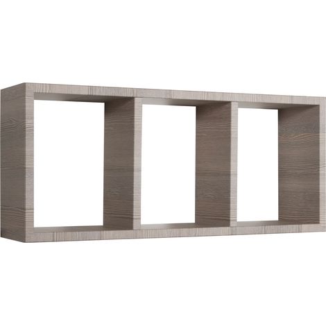 Mensola Rettangolare 3 Scomparti da Parete 70x30x15.5 cm in Fibra di Legno Tristano Rovere Moka (1/5)