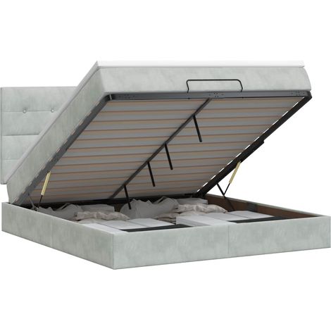 Maison Exclusive - Letto ottomano con materasso Grigio Chiaro 160 x 200 cm Velluto (1/5)