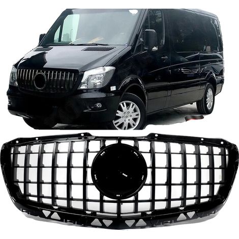 Frontstoßstangen-Grill, Hochwertiges ABS, 123,5 cm x 26 cm x 46 cm, Kompatibel mit Mercedes-Benz W906 Sprinter 2014-2017, Glänzende schwarze (1/5)