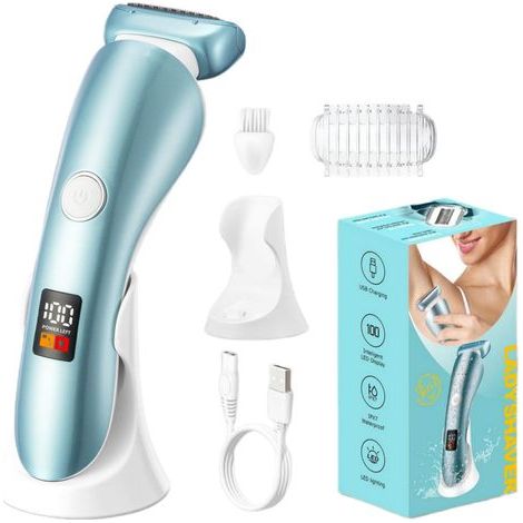 Rasoir électrique pour , tondeuse maillot utilisable sur peau sèche ou humide, épilation du corps, rasoir électrique pour jambes et aisselles, épilation intime sans douleur, tondeuse rechargeable sans (1/5)