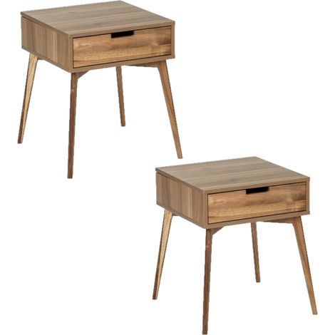 Lot de 2 tables de chevet 1 tiroir en bois design scandinave ACINA (1/3)