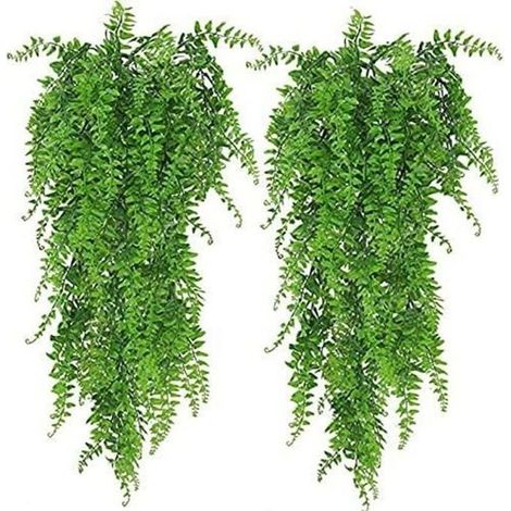 Bardusch - 2 Pièces Plante Artificielle Fougère de Boston Plantes, Fausse Mur Végétal Artificiel Tombante, la Maison et la Décoration Extérieur (1/4)