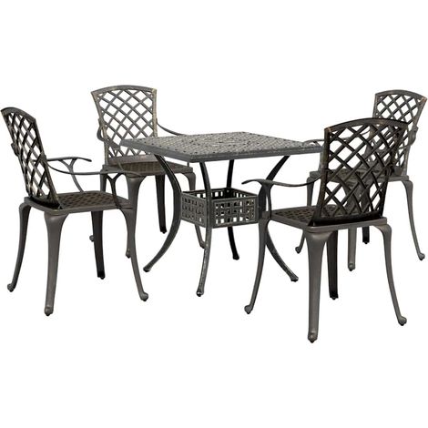 Maison Exclusive - 5-tlg. Garten-Essgruppe Bronzen Aluminiumguss (1/5)