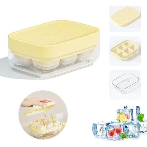 Mini-Eiswürfelform aus Silikon mit Deckel, 6 ausdrückbare Mulden für Whisky und andere Getränke, BPA-frei (1/5)